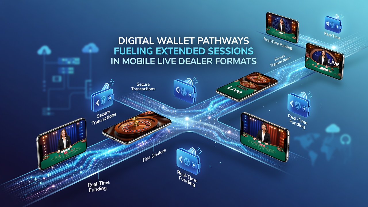 Infographic illustrating digital wallet flow into mobile live dealer tables