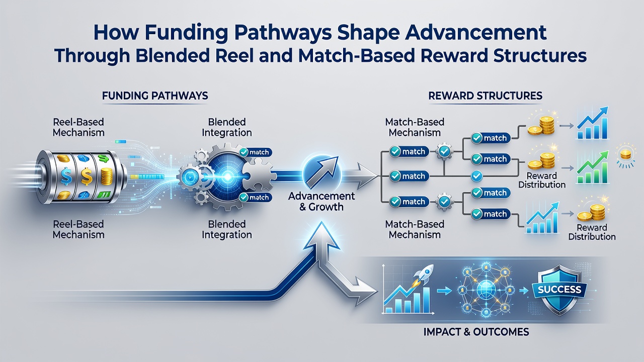 Diagram showing interconnected funding pathways between reel games and match-based wagers in a unified gaming platform