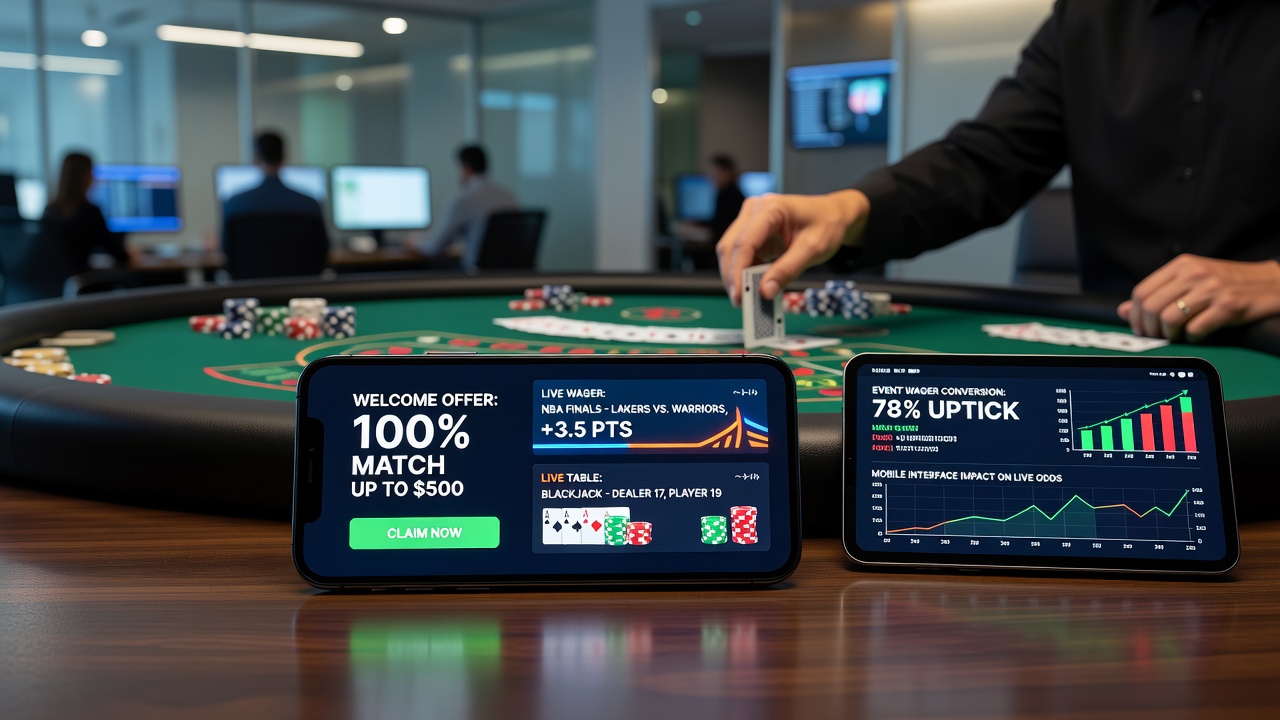 Close-up of sports betting section within a mobile app showing integrated welcome bonus tracking