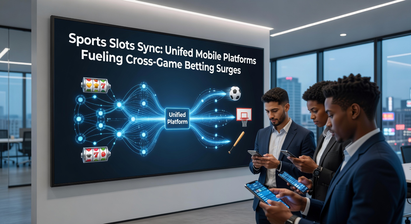 Mobile screen showing synchronized sports betting and slot games on a unified platform, with live odds and spinning reels side by side